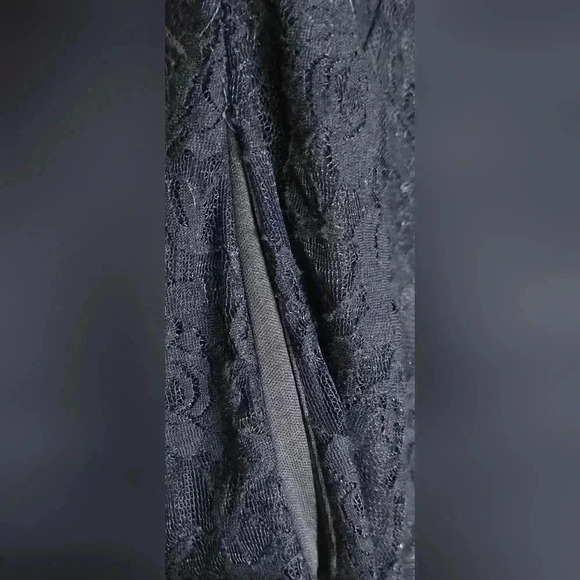 Women's/teen lace off the shoulder one strap Navy blue short dress with pockets. - Picture 5 of 8